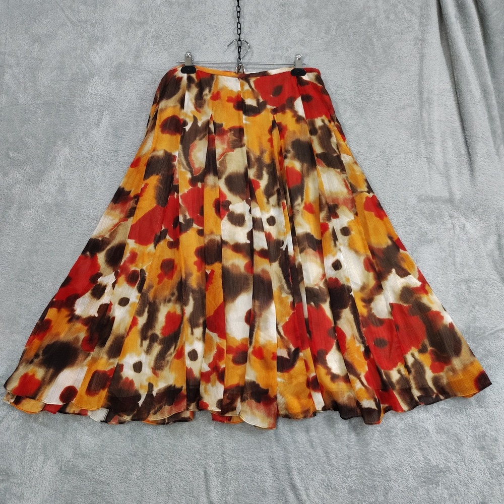 JONES NEW YORK Collection Chiffon Skirt 14W Lined Maxi Abstract Floral Artsy